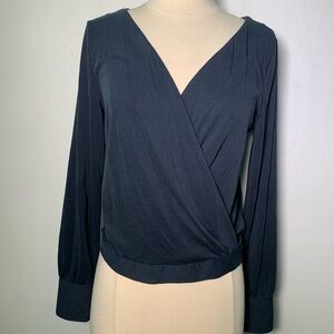GF Collection NWT Layered Side Drape Andes Top color eclipse Faux Wrap Sz S